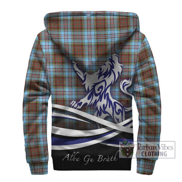 Anderson Ancient Tartan Sherpa Hoodie with Alba Gu Brath Regal Lion Emblem