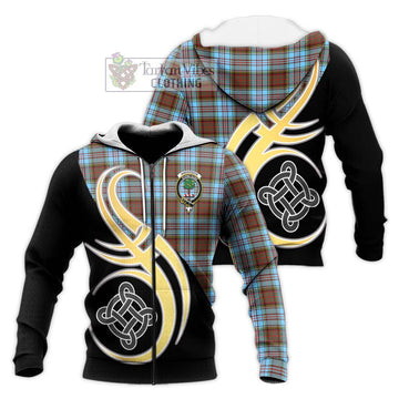 Anderson Ancient Tartan Knitted Hoodie with Family Crest and Celtic Symbol Style