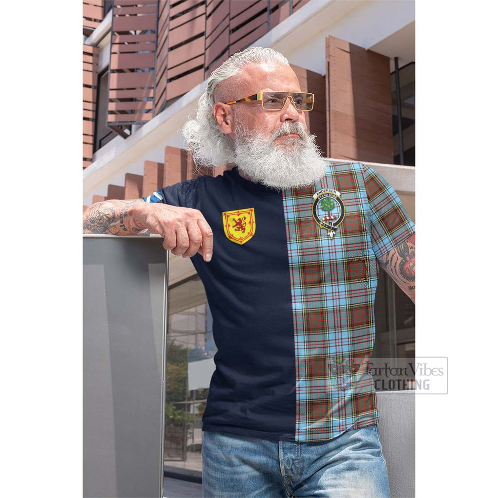 Tartan Vibes Clothing Anderson Ancient Tartan Cotton T-shirt with Scottish Lion Royal Arm Half Style