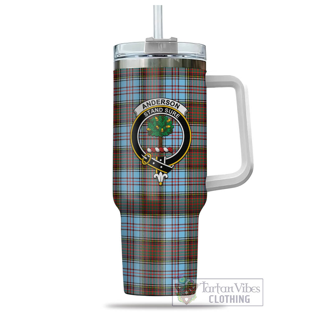 Tartan Vibes Clothing Anderson Ancient Tartan and Family Crest Tumbler with Handle