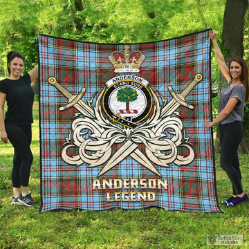 Anderson Ancient Tartan Quilt with Clan Crest and the Golden Sword of Courageous Legacy