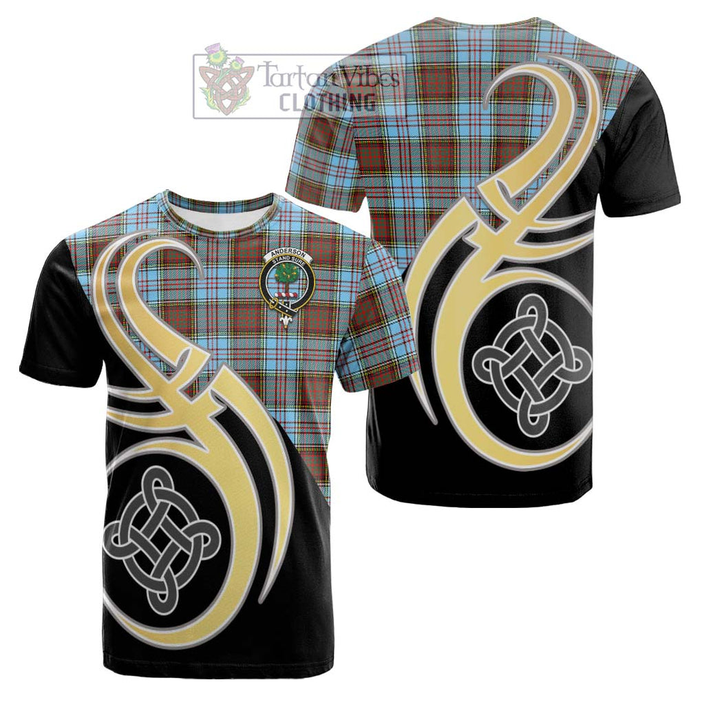 Tartan Vibes Clothing Anderson Ancient Tartan Cotton T-shirt with Family Crest and Celtic Symbol Style