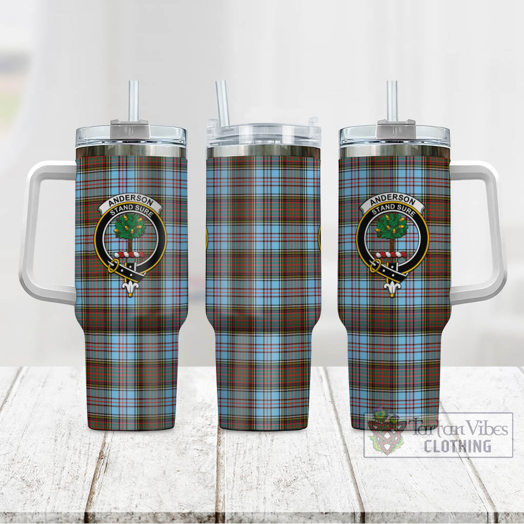 Tartan Vibes Clothing Anderson Ancient Tartan and Family Crest Tumbler with Handle