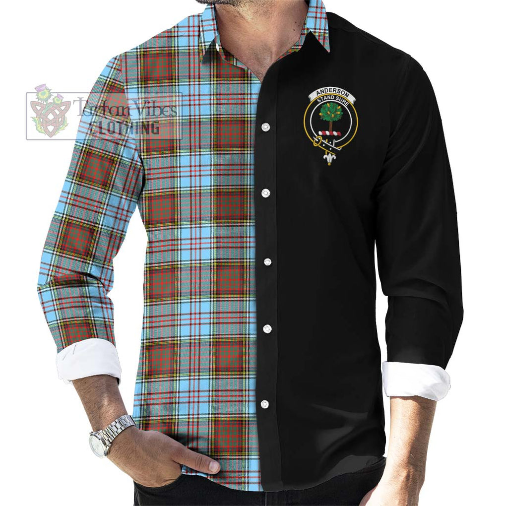 Anderson Ancient Tartan Long Sleeve Button Shirt with Family Crest and Half Of Me Style - Tartanvibesclothing Shop