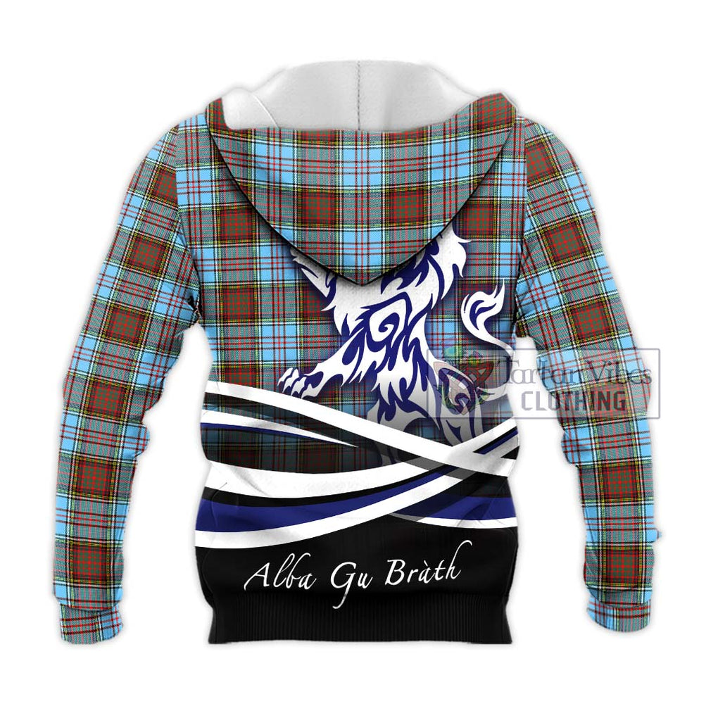 Anderson Ancient Tartan Knitted Hoodie with Alba Gu Brath Regal Lion Emblem - Tartanvibesclothing Shop