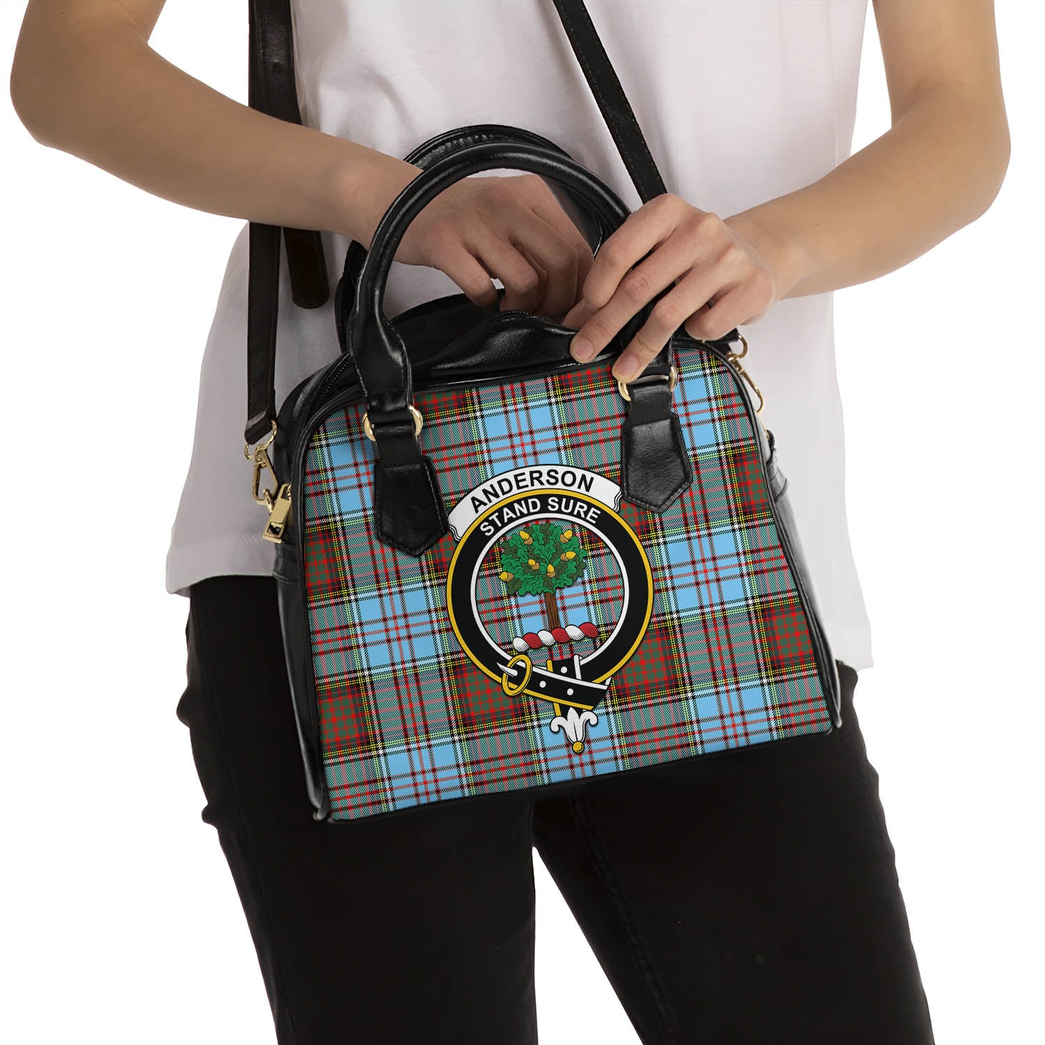 Anderson Ancient Tartan Shoulder Handbags with Family Crest - Tartanvibesclothing