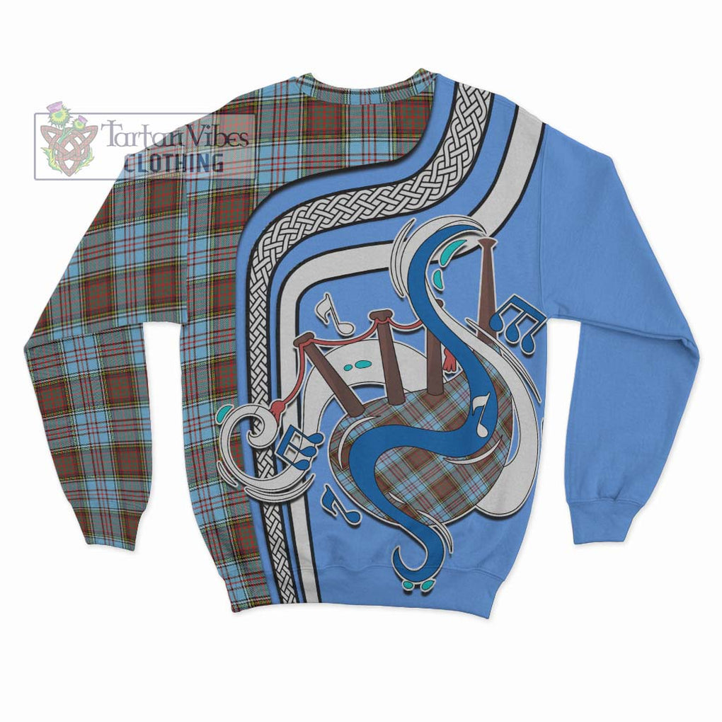 Anderson Ancient Tartan Sweatshirt with Epic Bagpipe Style - Tartanvibesclothing Shop