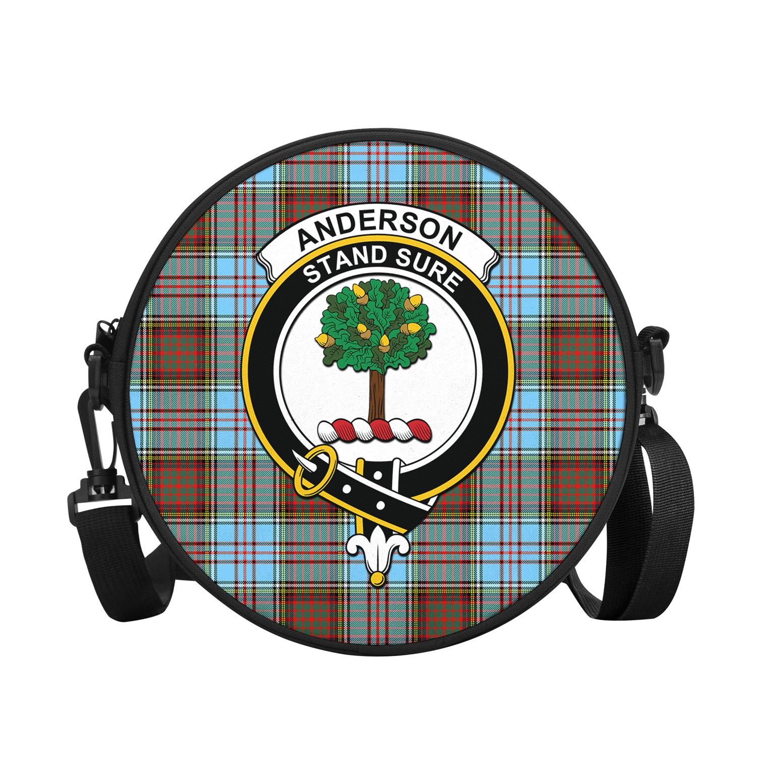 Anderson Ancient Tartan Round Satchel Bags with Family Crest - Tartanvibesclothing