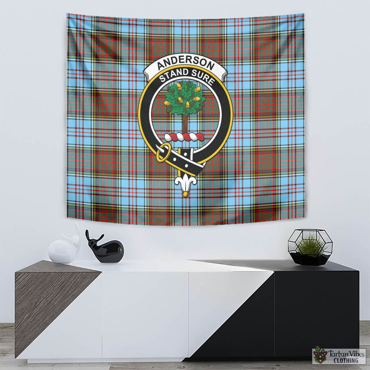 Tartan Vibes Clothing Anderson Ancient Tartan Tapestry Wall Hanging and Home Decor for Room with Family Crest