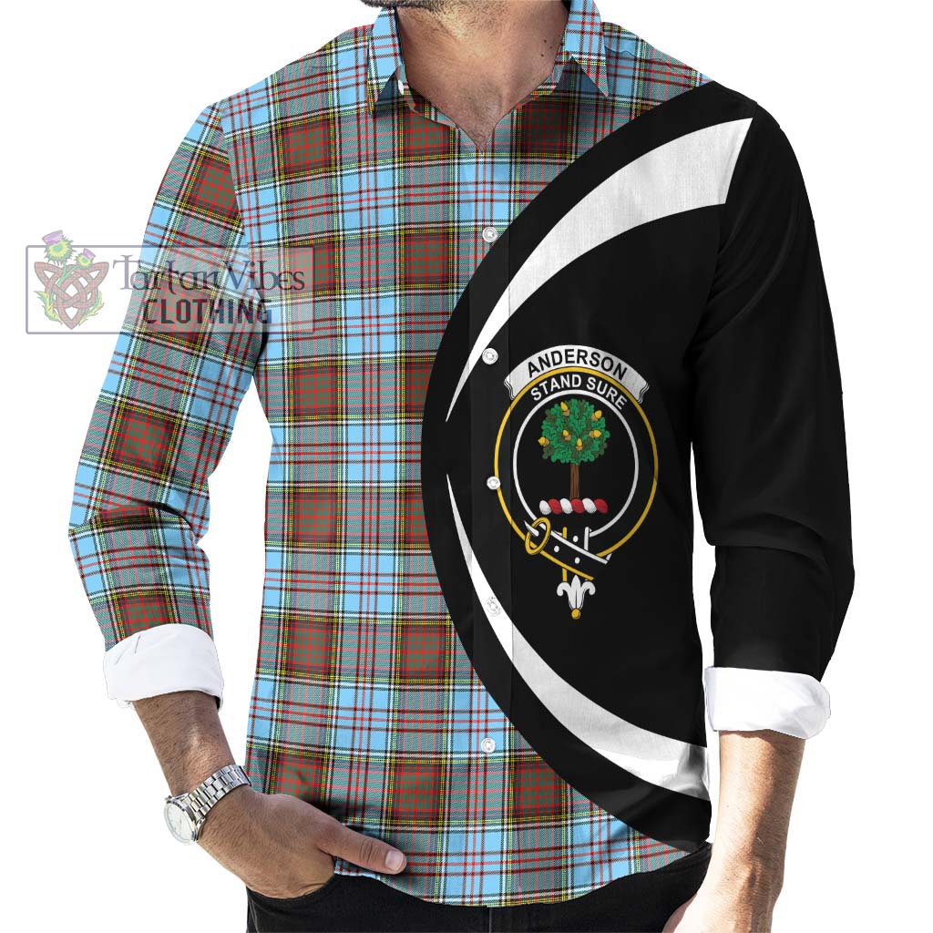 Tartan Vibes Clothing Anderson Ancient Tartan Long Sleeve Button Up with Family Crest Circle Style