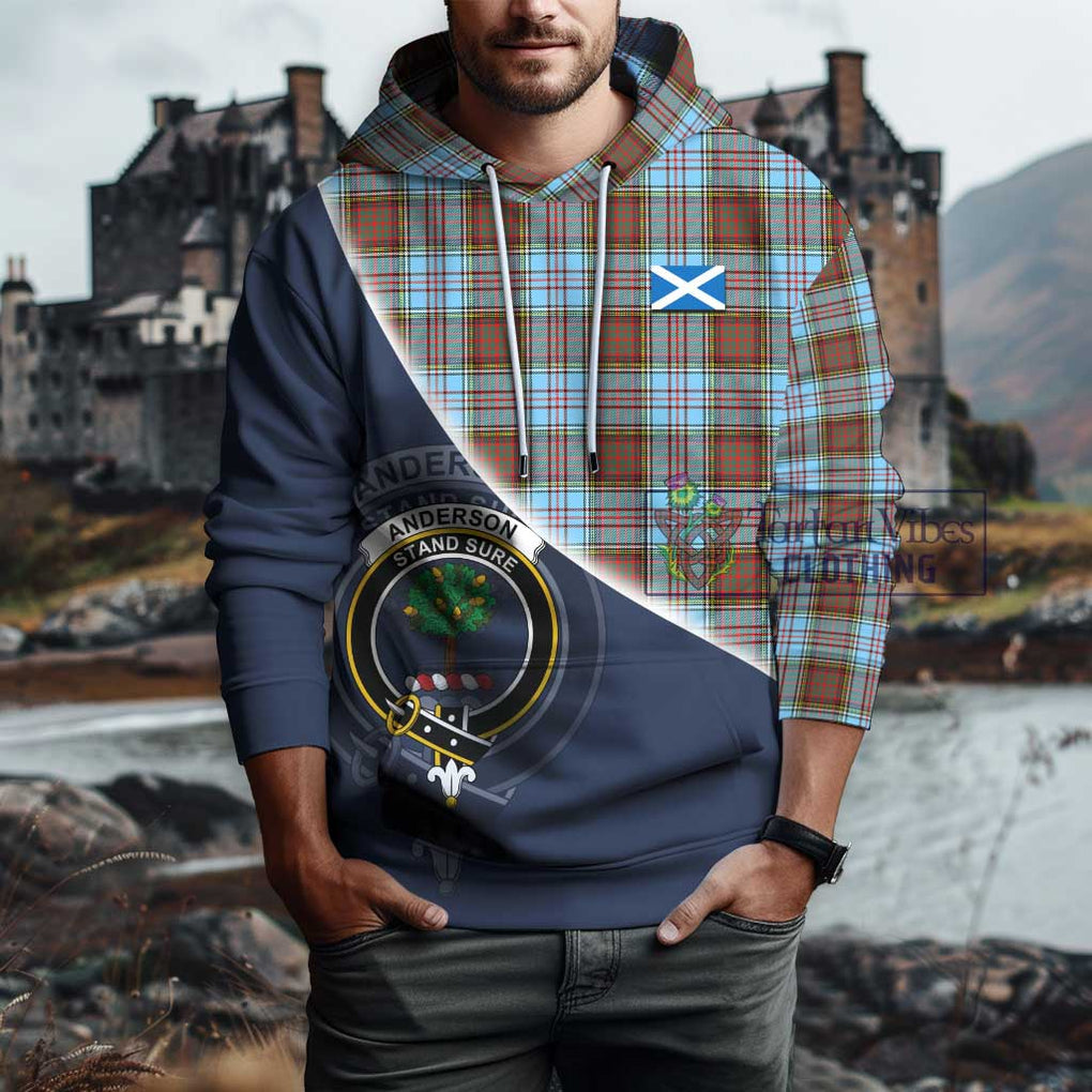 Anderson Ancient Tartan Hoodie with Personalised National Flag and Family Crest Half Style - Tartanvibesclothing Shop