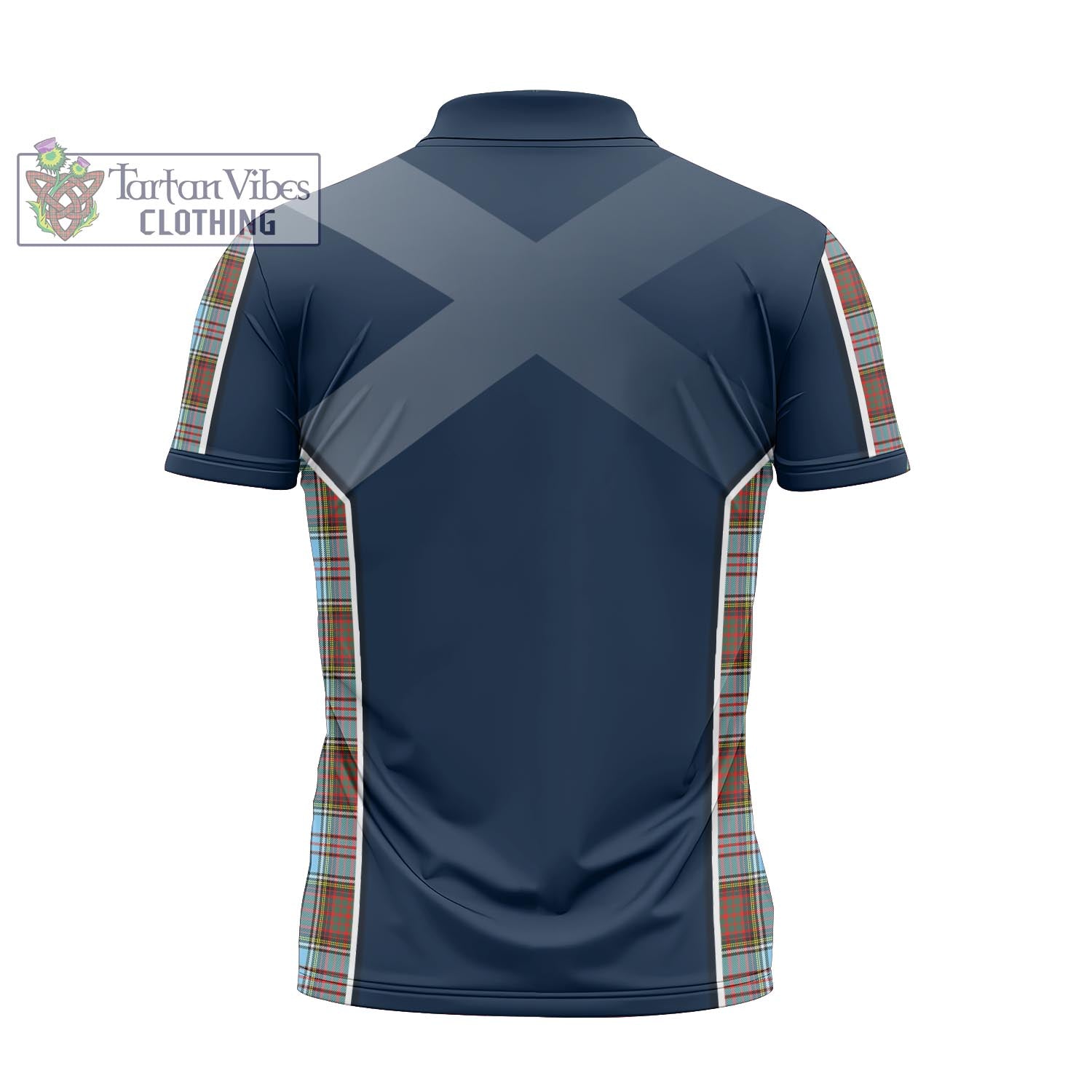 Tartan Vibes Clothing Anderson Ancient Tartan Zipper Polo Shirt with Family Crest and Scottish Thistle Vibes Sport Style