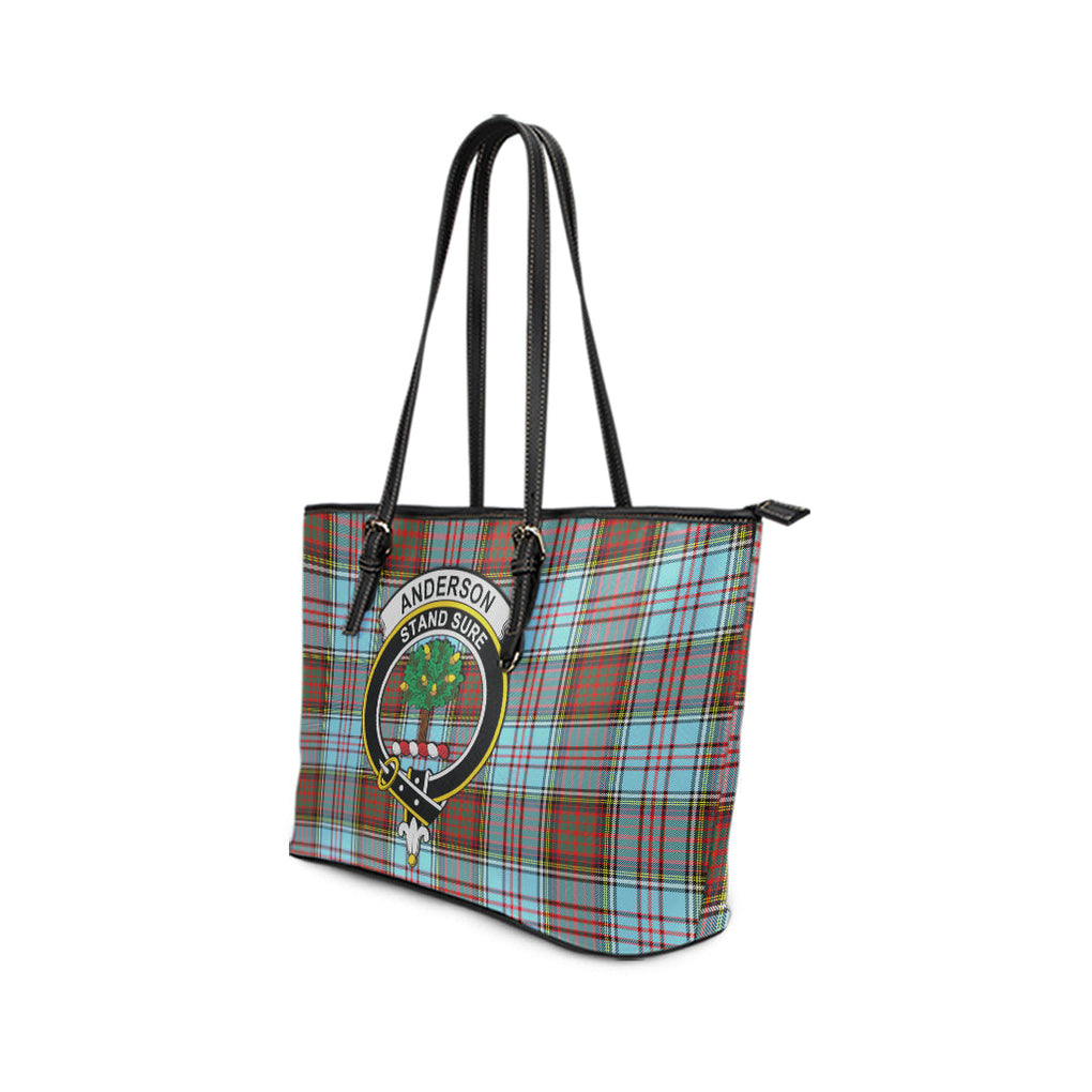 Anderson Ancient Tartan Leather Tote Bag with Family Crest - Tartanvibesclothing