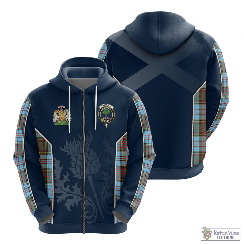 Tartan Vibes Clothing Anderson Ancient Tartan Hoodie with Family Crest and Scottish Thistle Vibes Sport Style