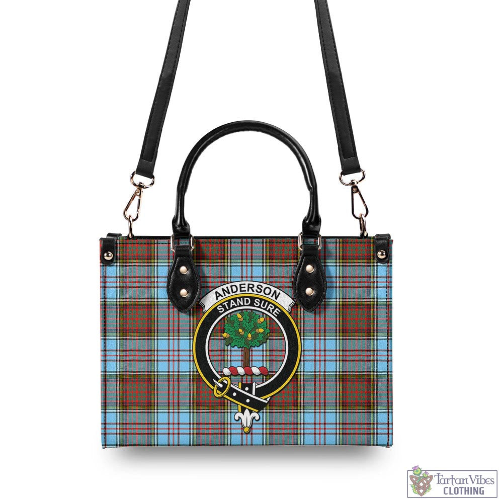 Tartan Vibes Clothing Anderson Ancient Tartan Luxury Leather Handbags with Family Crest