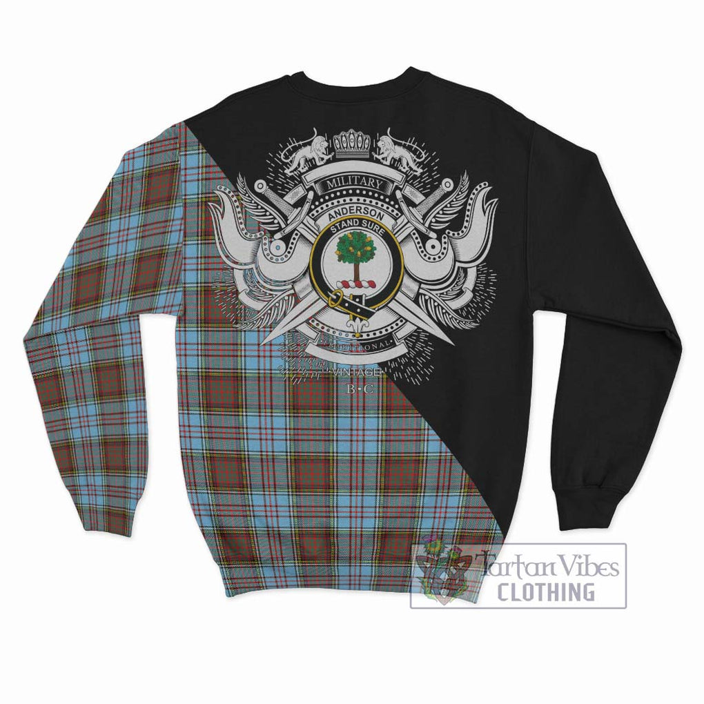 Anderson Ancient Tartan Sweatshirt with Family Crest and Military Logo Style - Tartanvibesclothing Shop