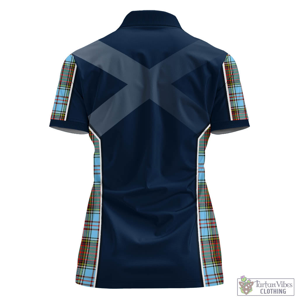 Tartan Vibes Clothing Anderson Ancient Tartan Women's Polo Shirt with Family Crest and Scottish Thistle Vibes Sport Style