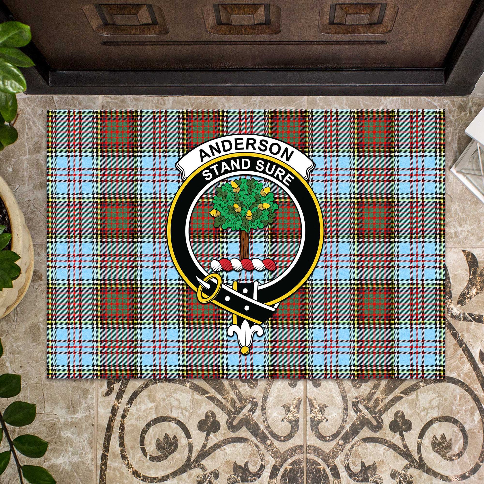 Anderson Ancient Tartan Door Mat with Family Crest - Tartanvibesclothing