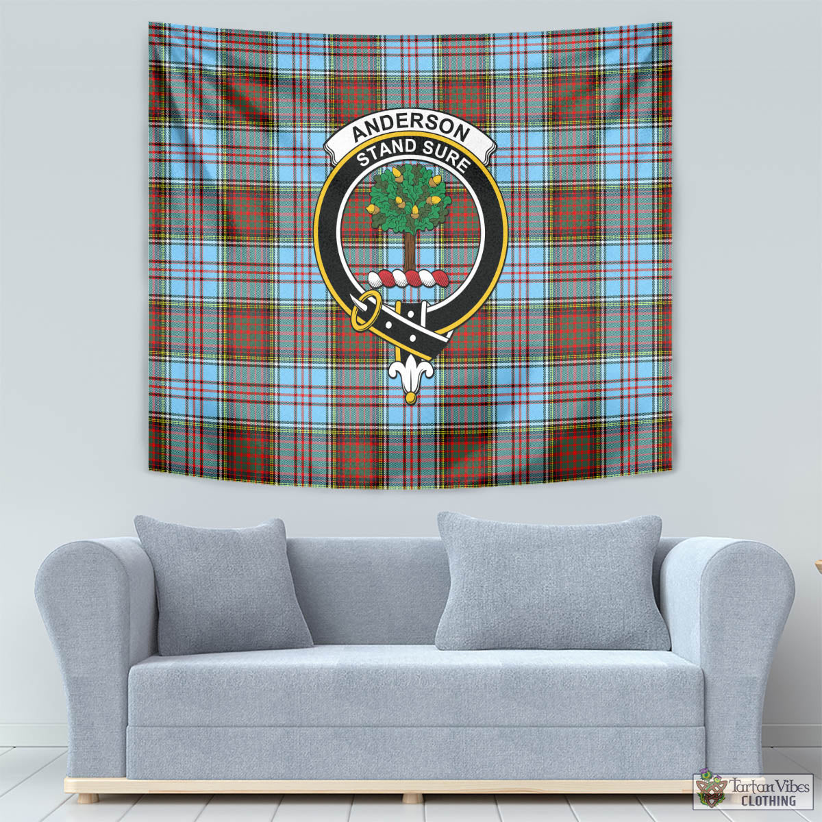 Tartan Vibes Clothing Anderson Ancient Tartan Tapestry Wall Hanging and Home Decor for Room with Family Crest