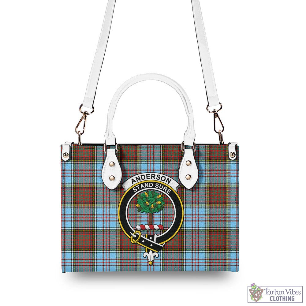 Tartan Vibes Clothing Anderson Ancient Tartan Luxury Leather Handbags with Family Crest