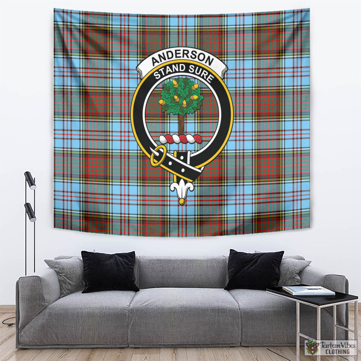 Tartan Vibes Clothing Anderson Ancient Tartan Tapestry Wall Hanging and Home Decor for Room with Family Crest