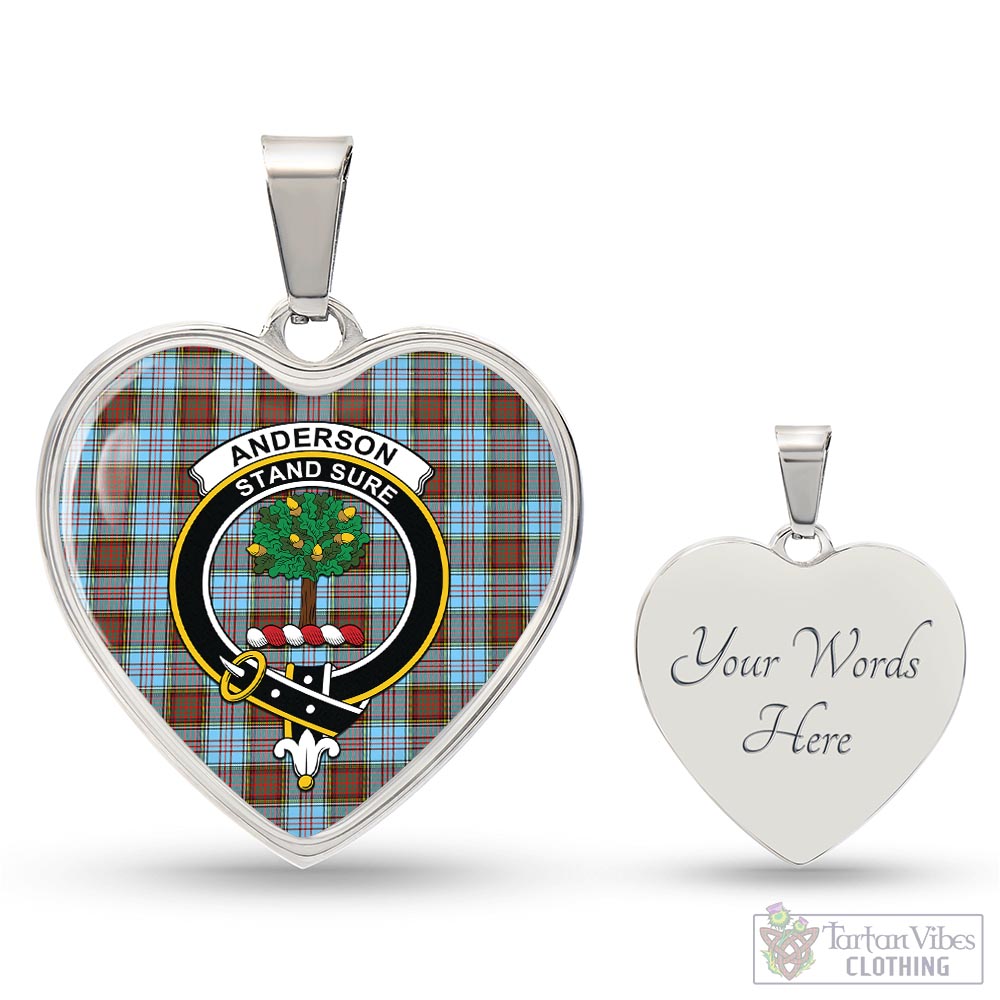 Tartan Vibes Clothing Anderson Ancient Tartan Heart Necklace with Family Crest