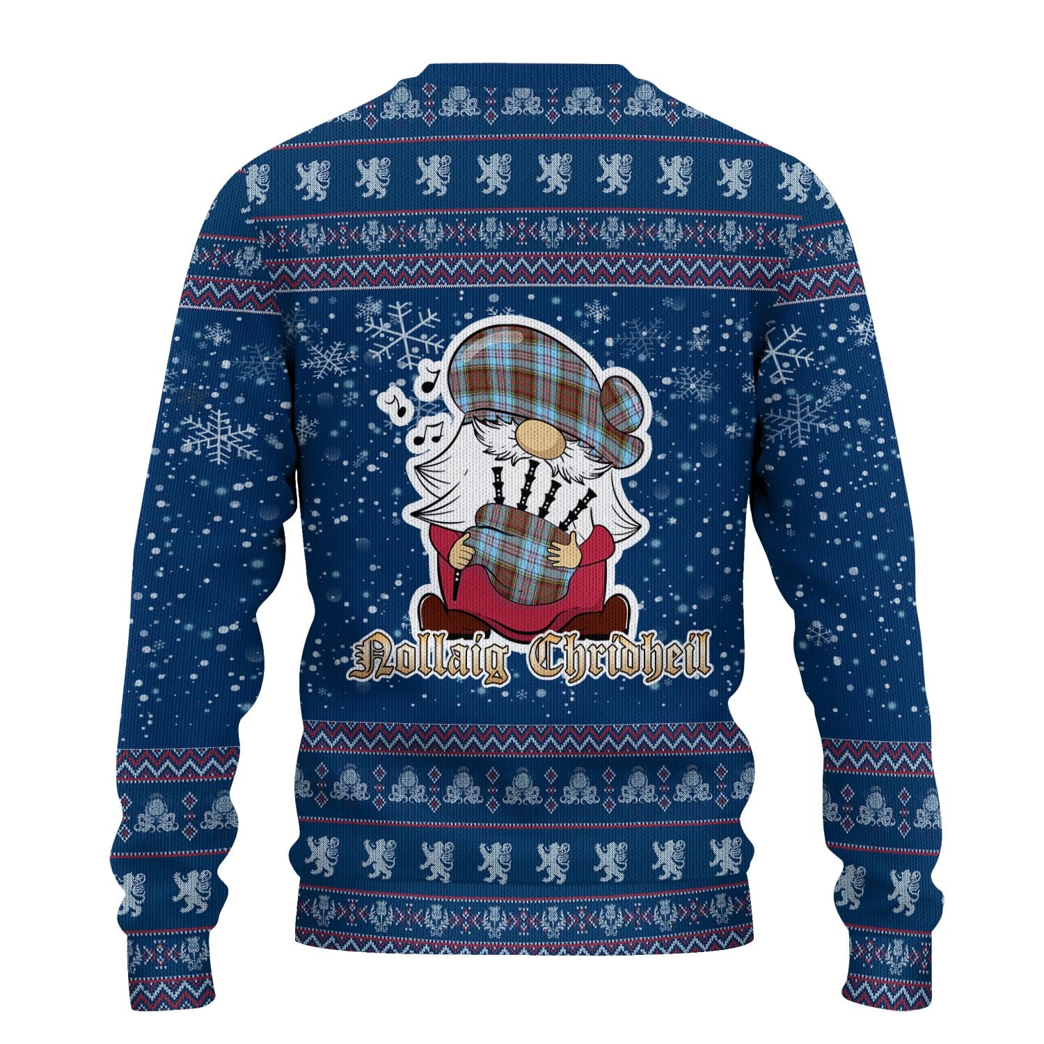 Anderson Ancient Clan Christmas Family Knitted Sweater with Funny Gnome Playing Bagpipes - Tartanvibesclothing