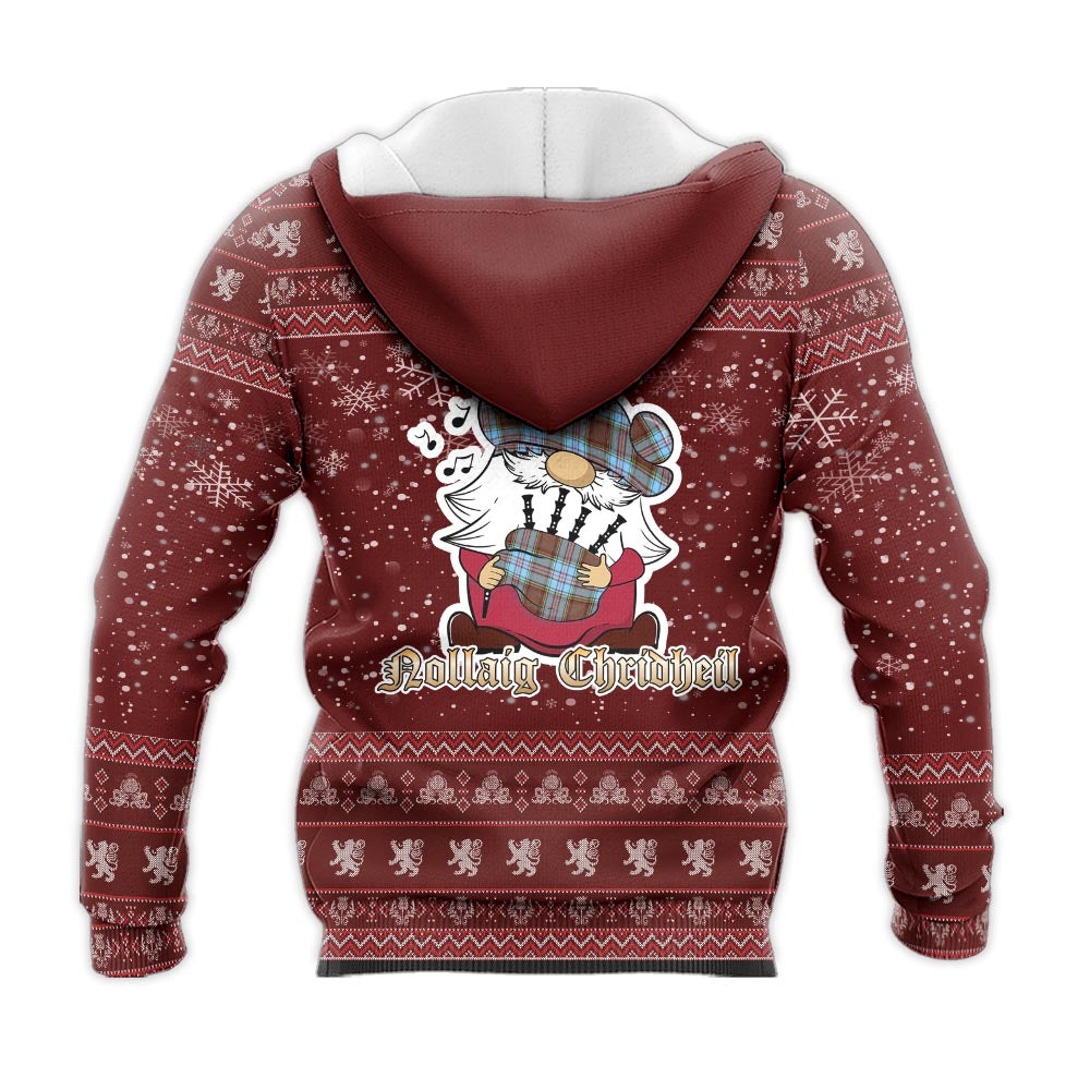 Anderson Ancient Clan Christmas Knitted Hoodie with Funny Gnome Playing Bagpipes - Tartanvibesclothing