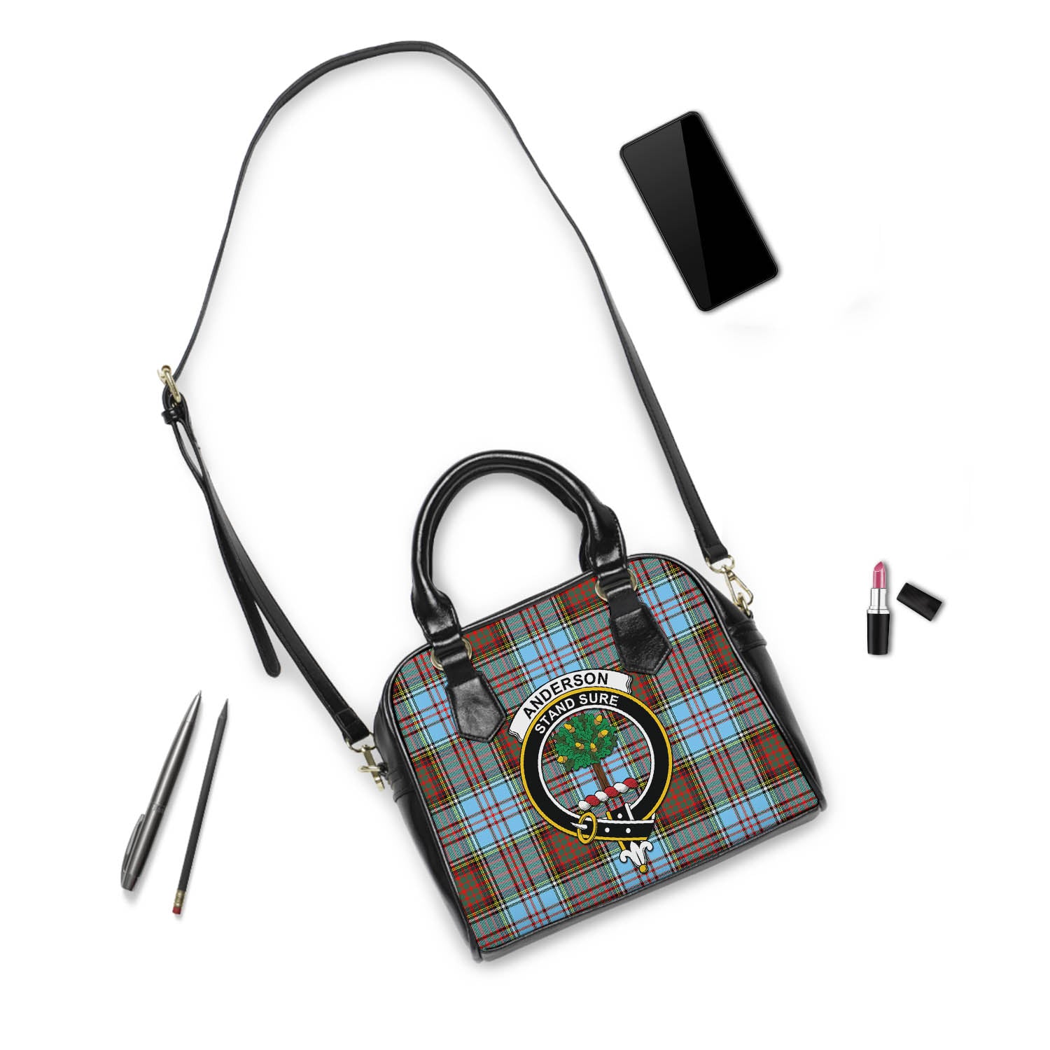 Anderson Ancient Tartan Shoulder Handbags with Family Crest - Tartanvibesclothing