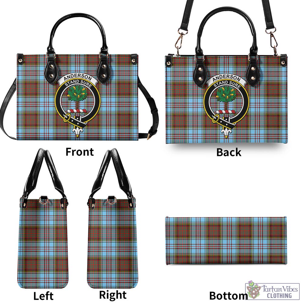 Tartan Vibes Clothing Anderson Ancient Tartan Luxury Leather Handbags with Family Crest