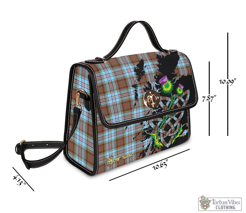 Tartan Vibes Clothing Anderson Ancient Tartan Waterproof Canvas Bag with Scotland Map and Thistle Celtic Accents