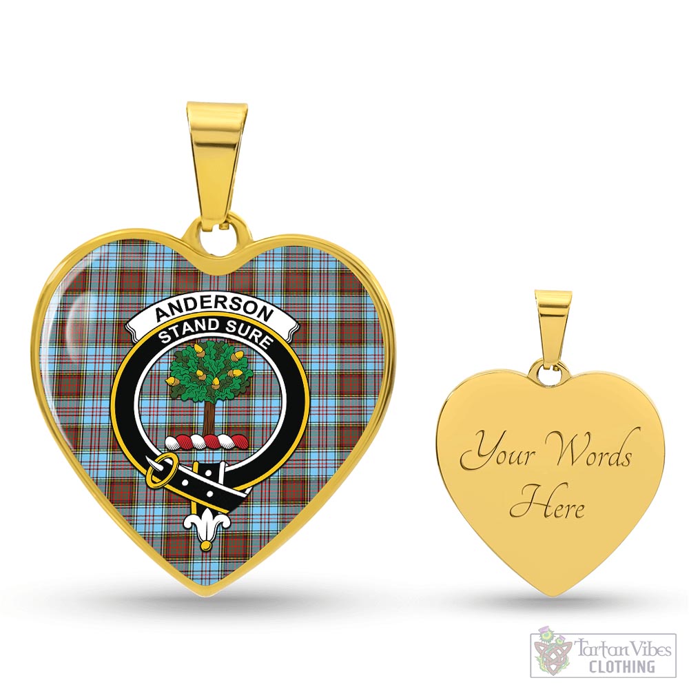 Tartan Vibes Clothing Anderson Ancient Tartan Heart Necklace with Family Crest