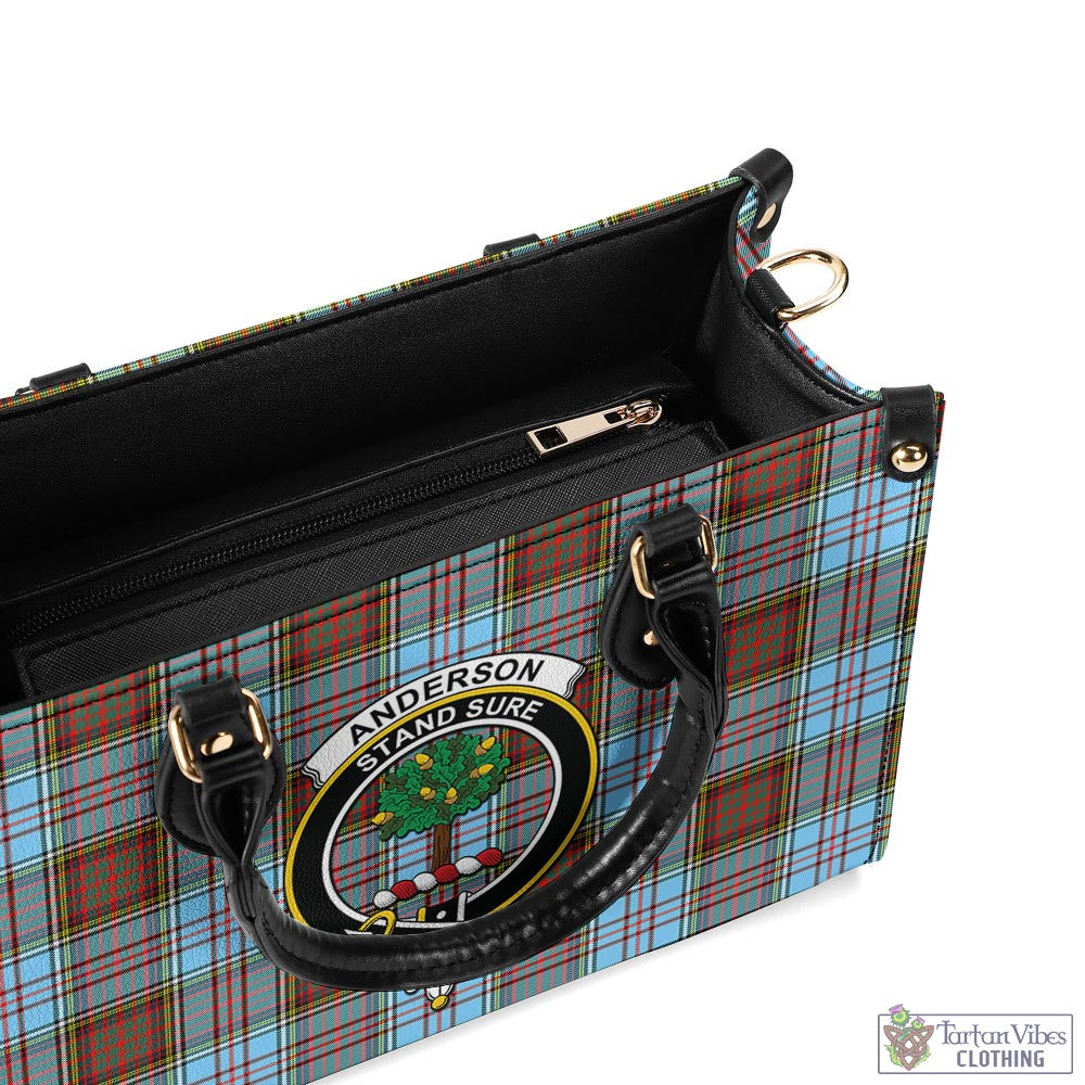 Tartan Vibes Clothing Anderson Ancient Tartan Luxury Leather Handbags with Family Crest