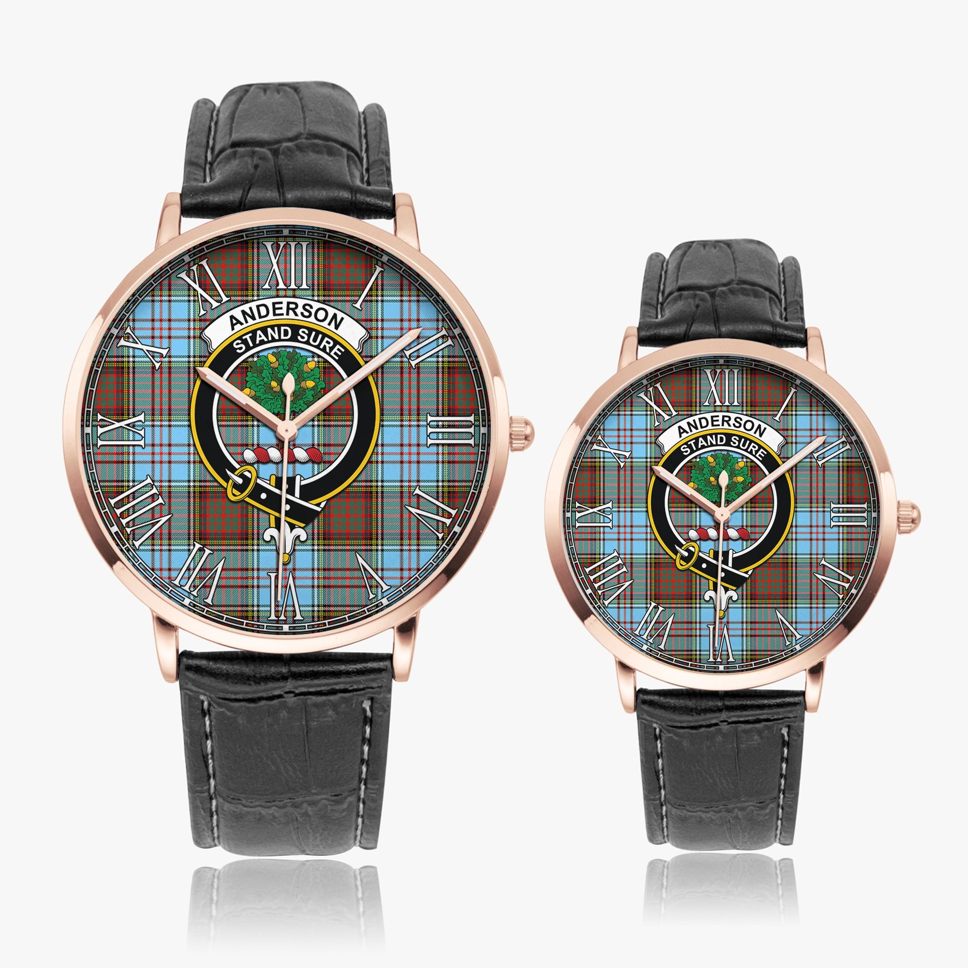 Anderson Ancient Tartan Family Crest Leather Strap Quartz Watch - Tartanvibesclothing