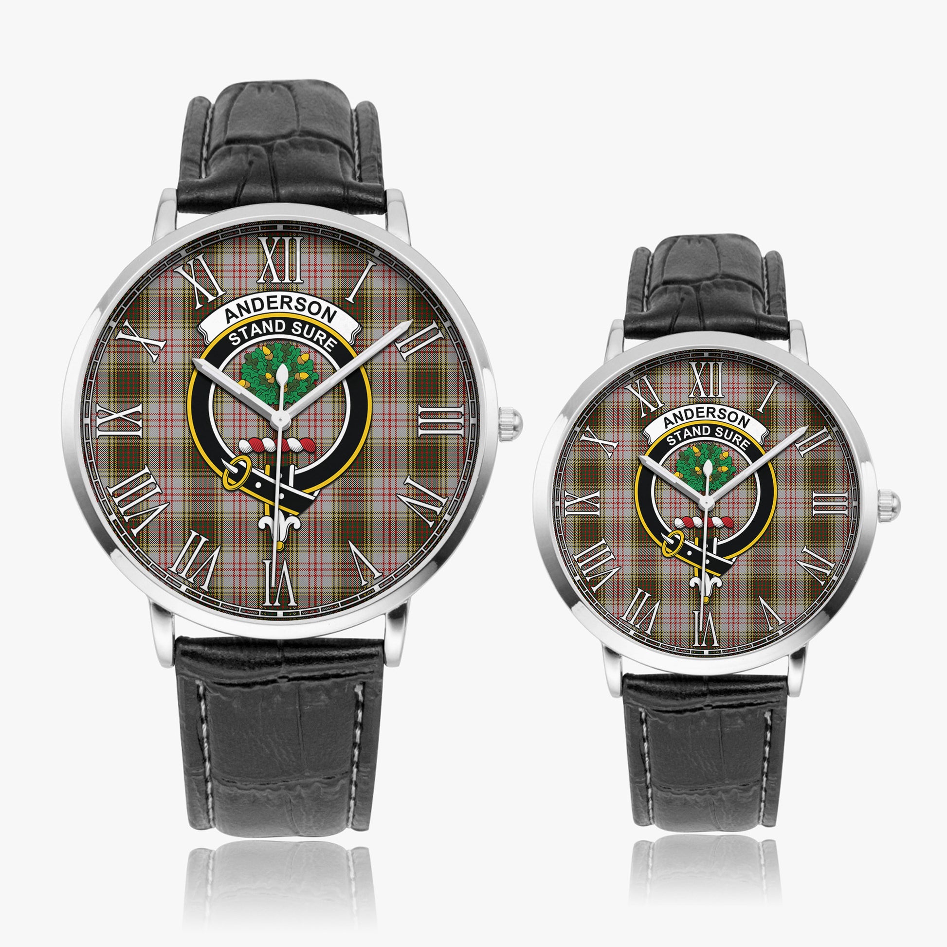 Anderson Dress Tartan Family Crest Leather Strap Quartz Watch - Tartanvibesclothing