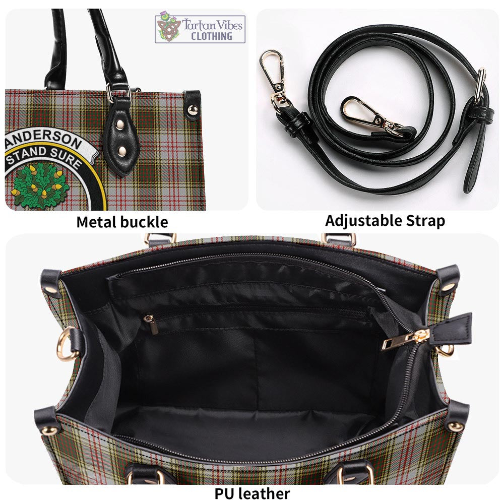 Tartan Vibes Clothing Anderson Dress Tartan Luxury Leather Handbags with Family Crest