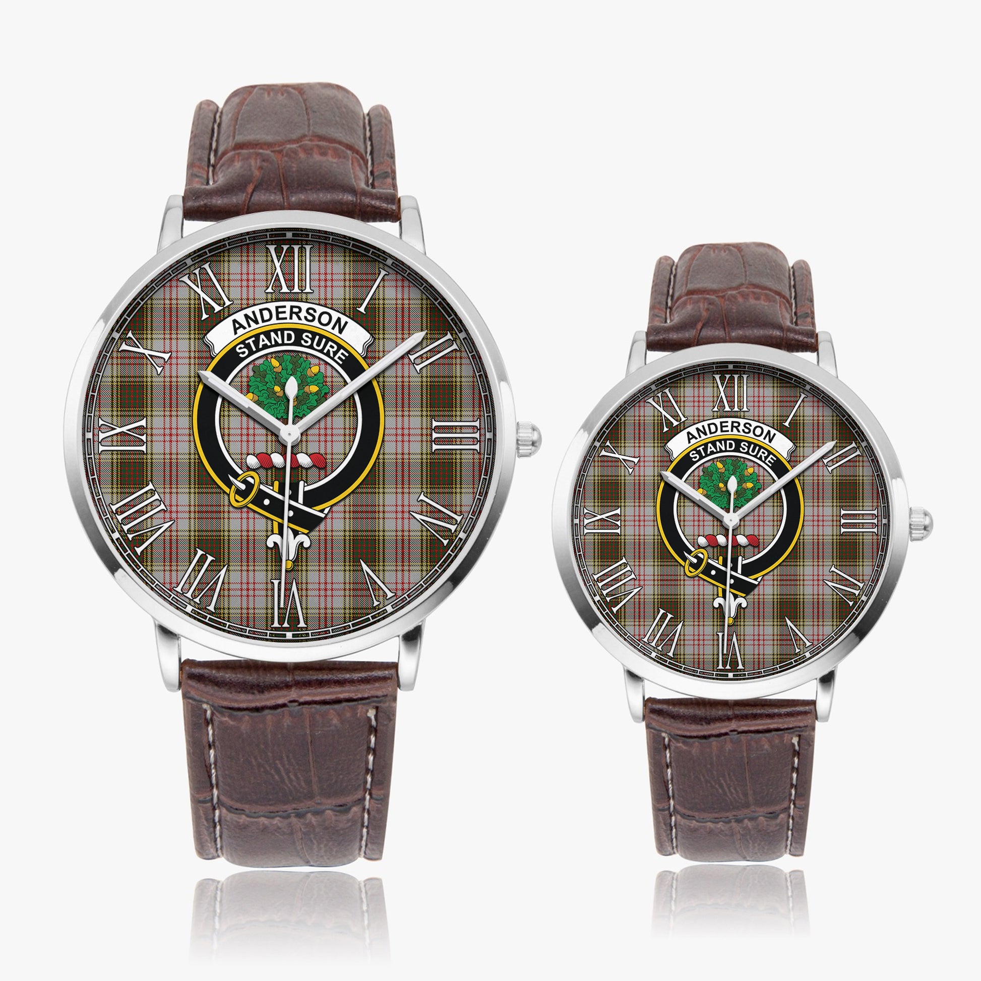 Anderson Dress Tartan Family Crest Leather Strap Quartz Watch - Tartanvibesclothing