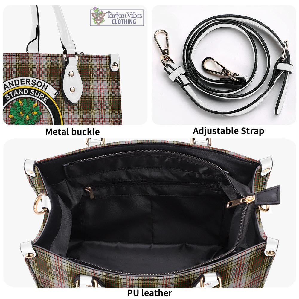 Tartan Vibes Clothing Anderson Dress Tartan Luxury Leather Handbags with Family Crest