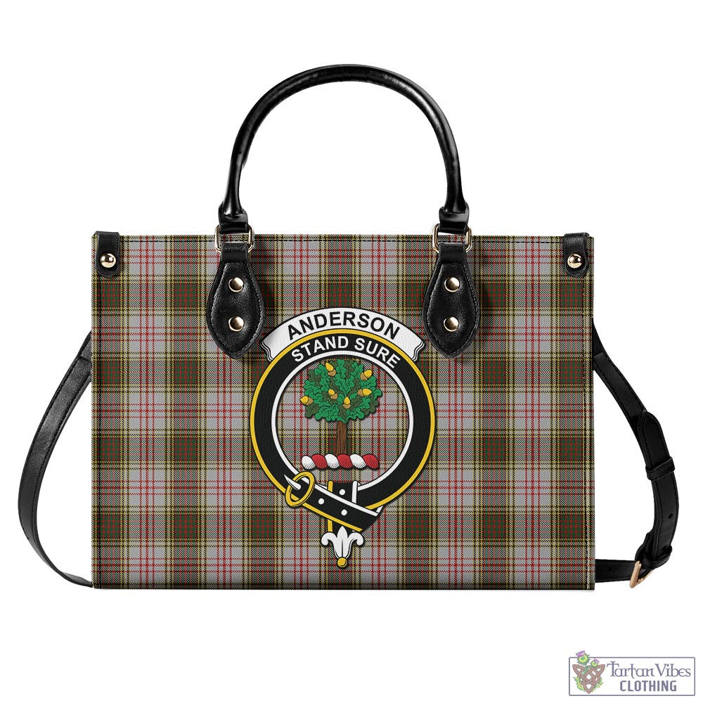 Tartan Vibes Clothing Anderson Dress Tartan Luxury Leather Handbags with Family Crest