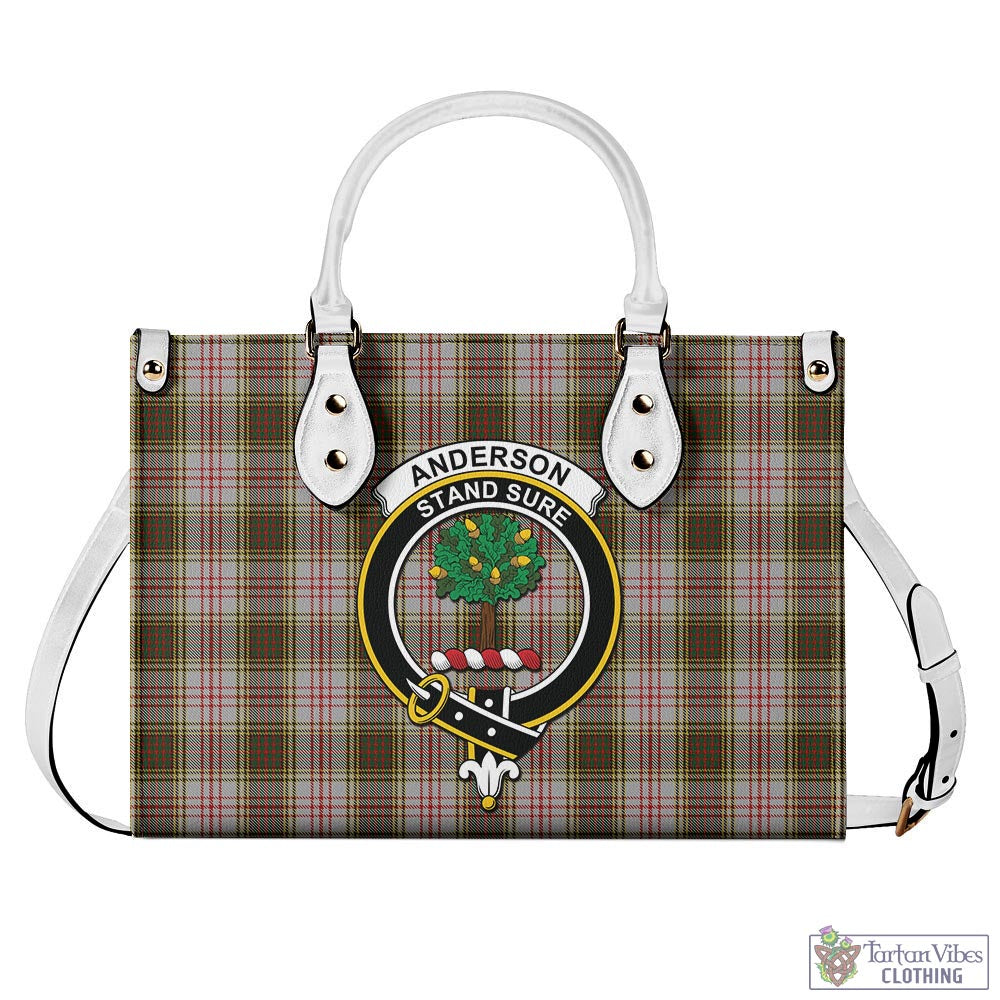 Tartan Vibes Clothing Anderson Dress Tartan Luxury Leather Handbags with Family Crest