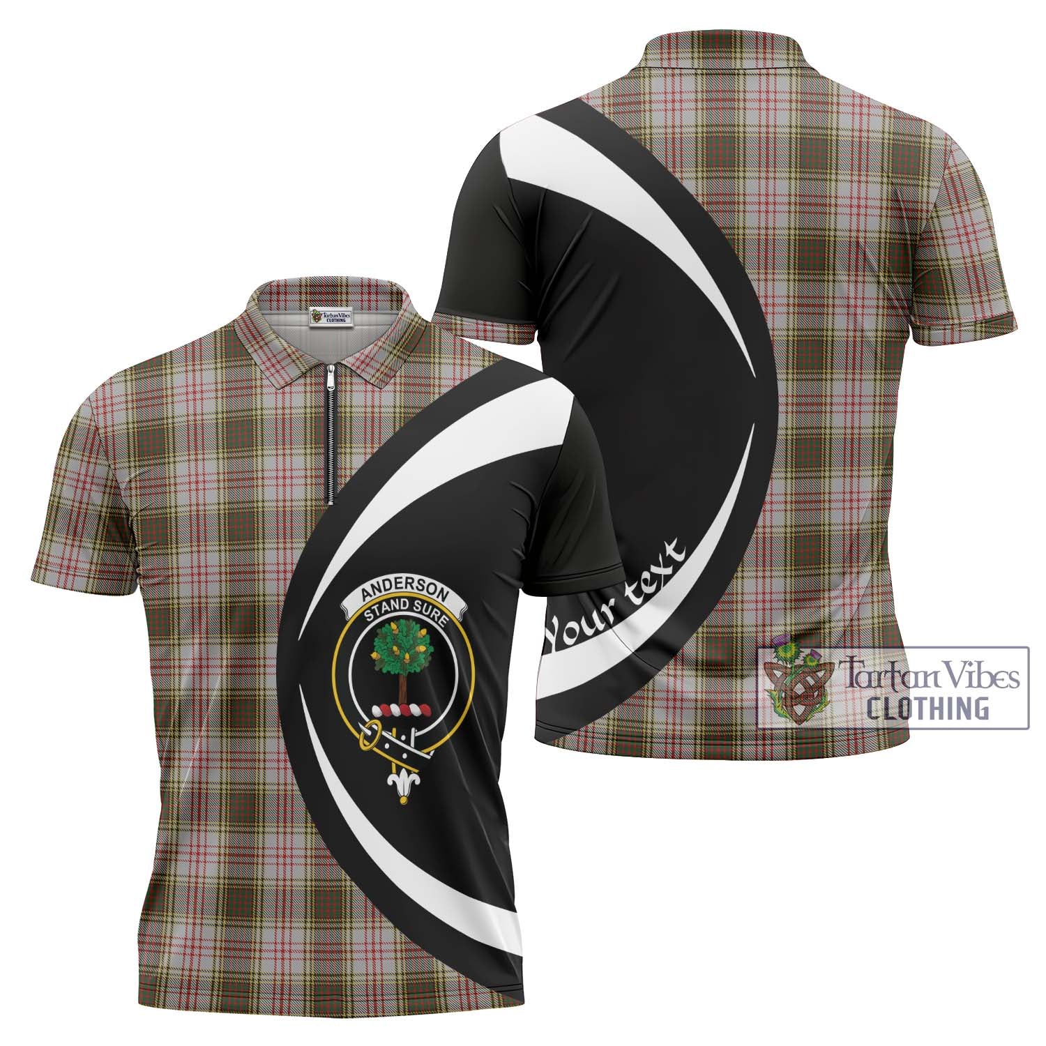 Tartan Vibes Clothing Anderson Dress Tartan Zipper Polo Shirt with Family Crest Circle Style