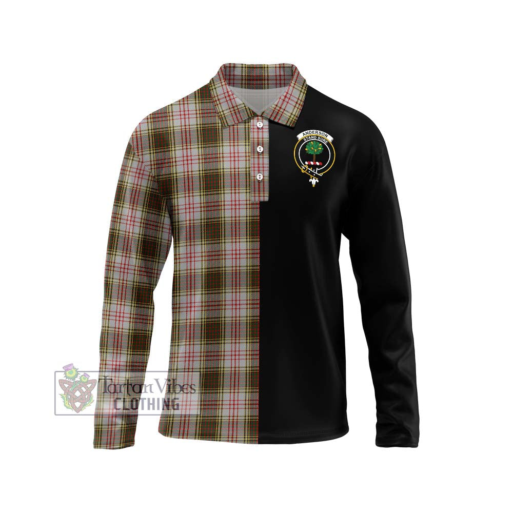 Anderson Dress Tartan Long Sleeve Polo Shirt with Family Crest and Half Of Me Style Unisex - Tartanvibesclothing Shop