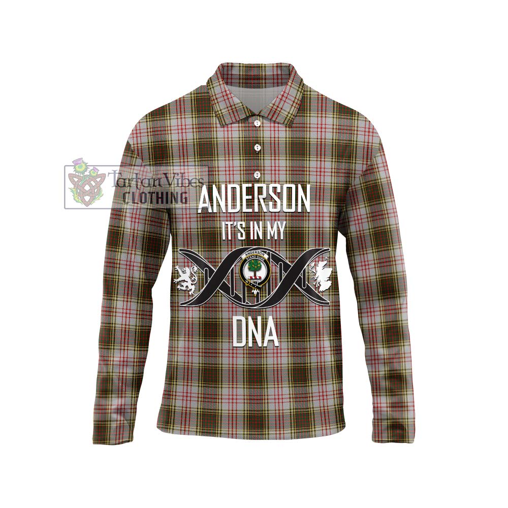 Anderson Dress Tartan Long Sleeve Polo Shirt with Family Crest DNA In Me Style Unisex - Tartanvibesclothing Shop