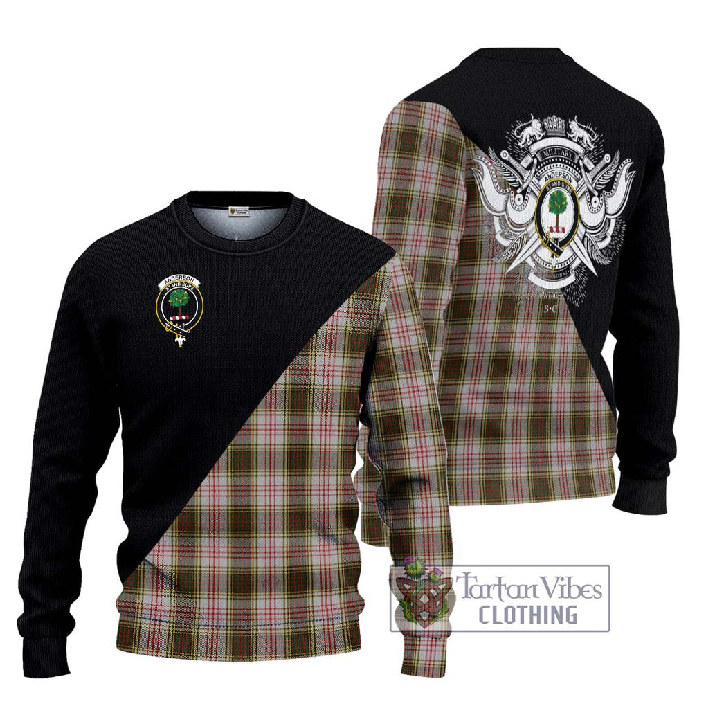 Anderson Dress Tartan Knitted Sweater with Family Crest and Military Logo Style Unisex - Tartanvibesclothing Shop