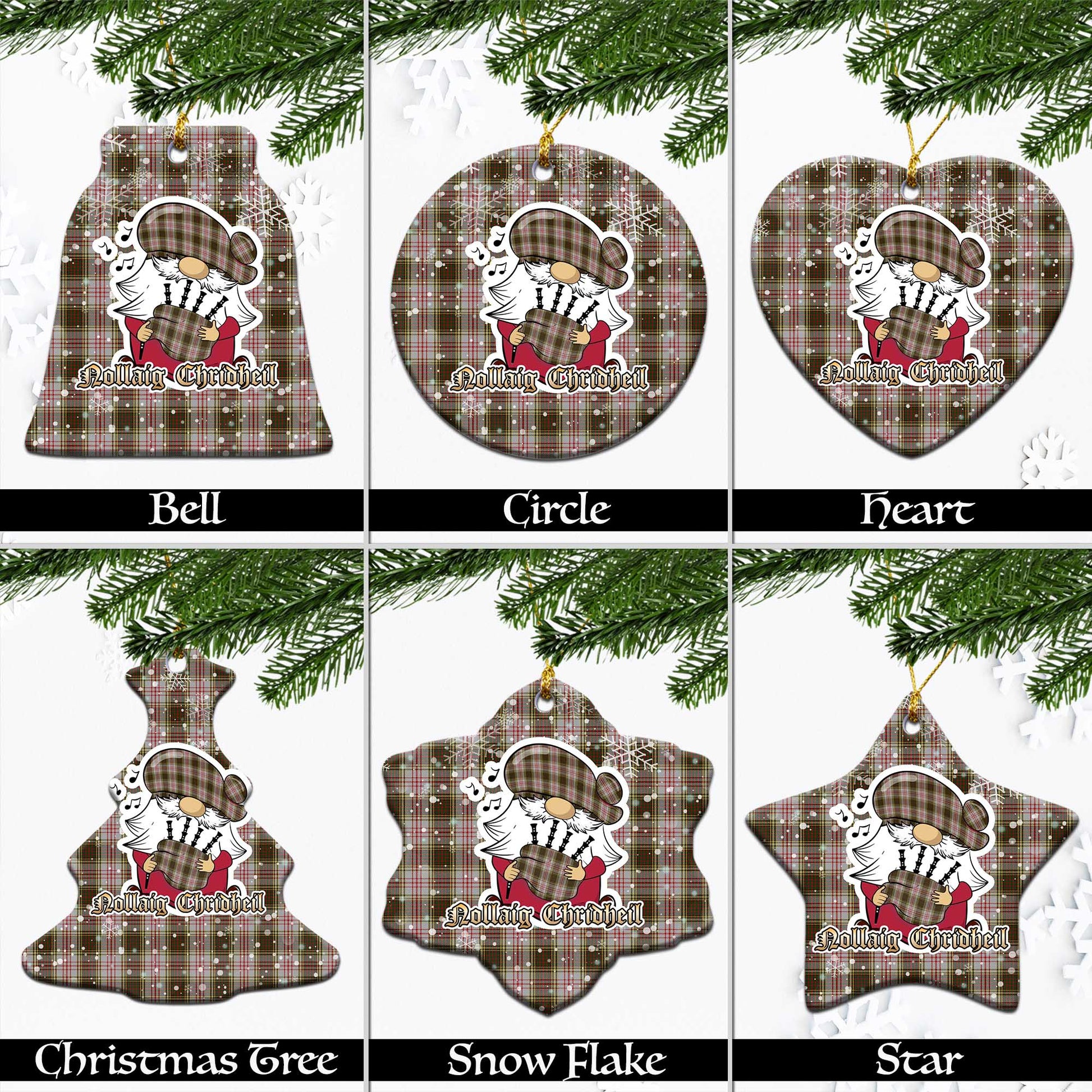 Anderson Dress Tartan Christmas Ornaments with Scottish Gnome Playing Bagpipes Ceramic - Tartanvibesclothing