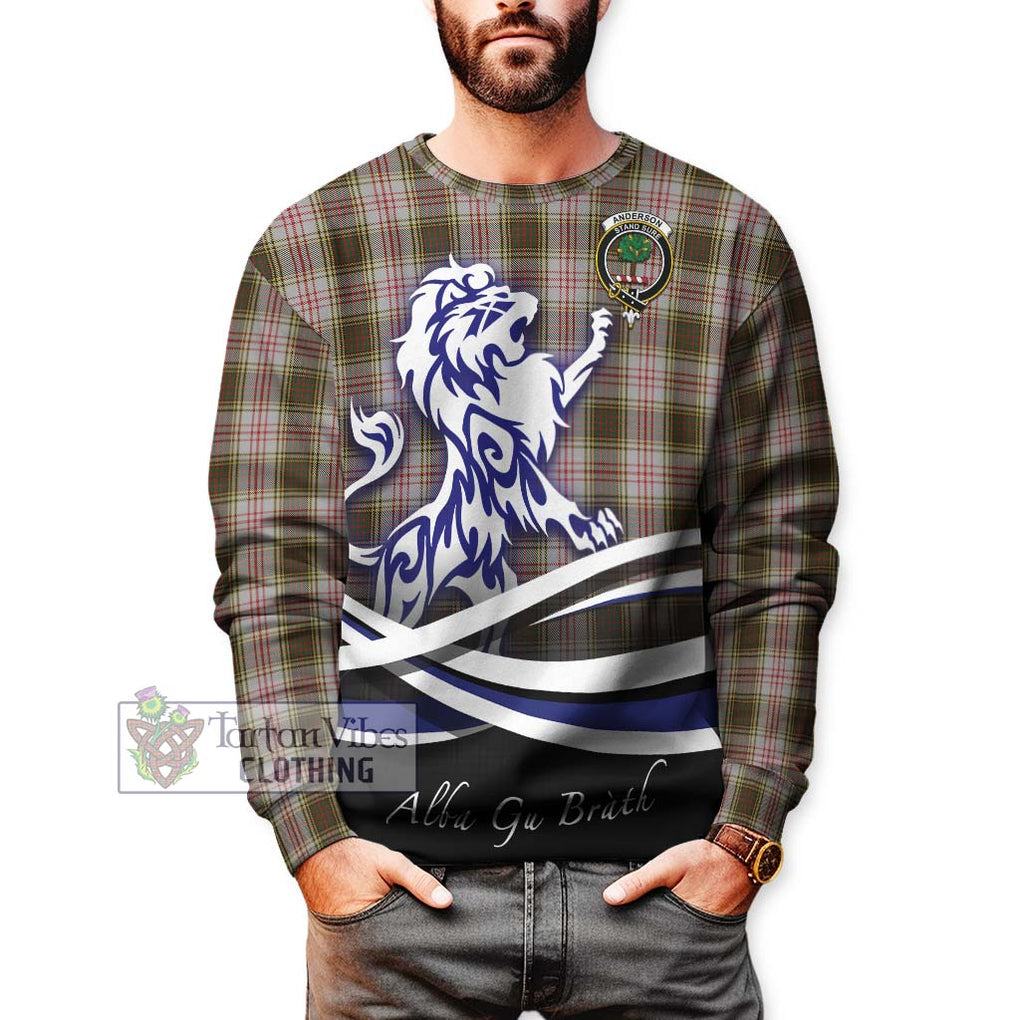 Anderson Dress Tartan Sweatshirt with Alba Gu Brath Regal Lion Emblem Unisex - Tartanvibesclothing Shop