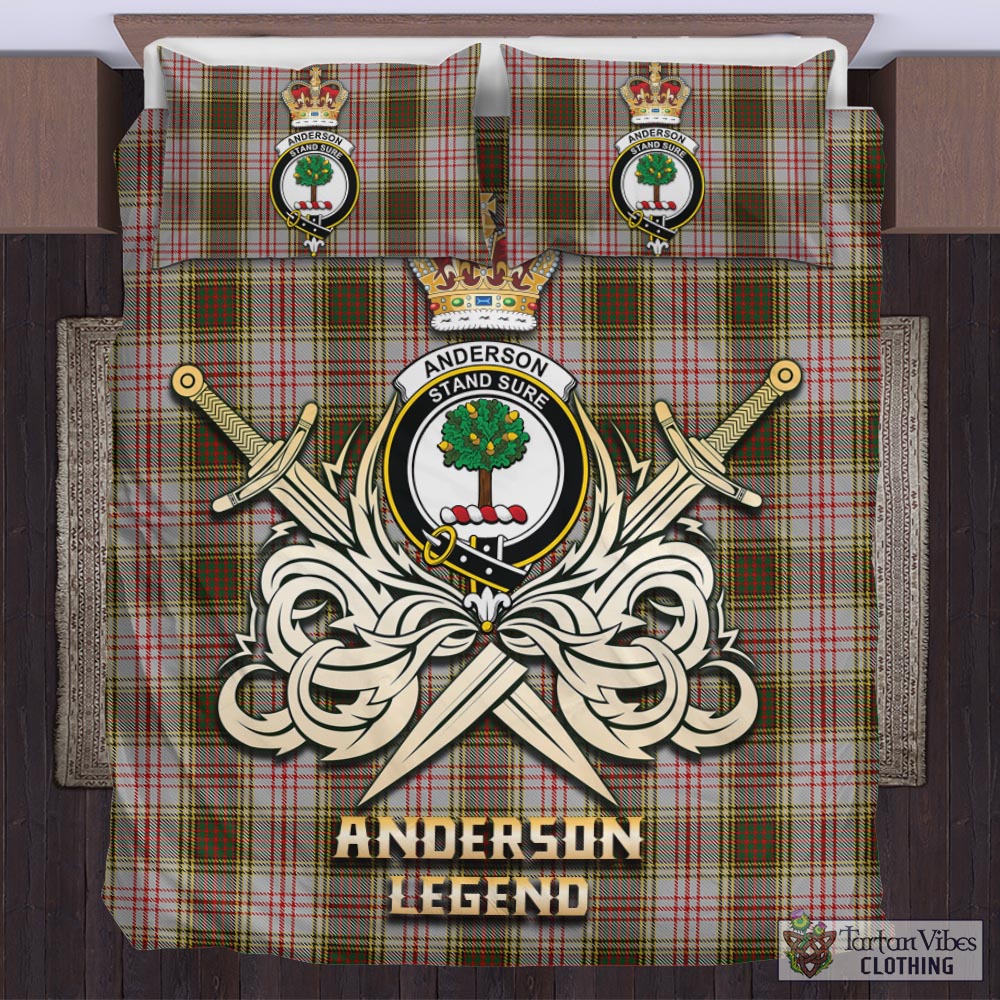 Tartan Vibes Clothing Anderson Dress Tartan Bedding Set with Clan Crest and the Golden Sword of Courageous Legacy