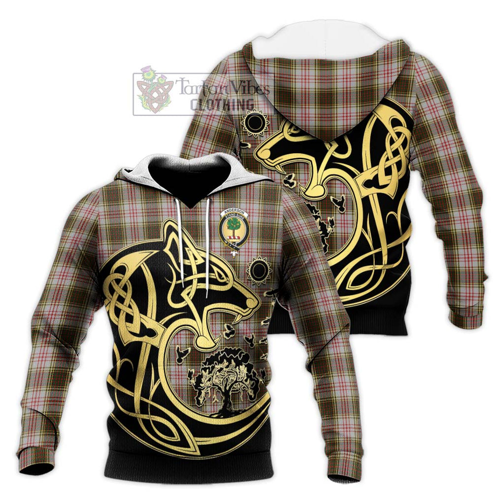 Anderson Dress Tartan Knitted Hoodie with Family Crest Celtic Wolf Style Unisex Knitted Pullover Hoodie - Tartan Vibes Clothing