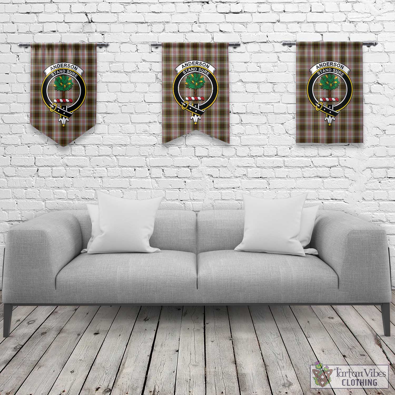 Tartan Vibes Clothing Anderson Dress Tartan Gonfalon, Tartan Banner with Family Crest