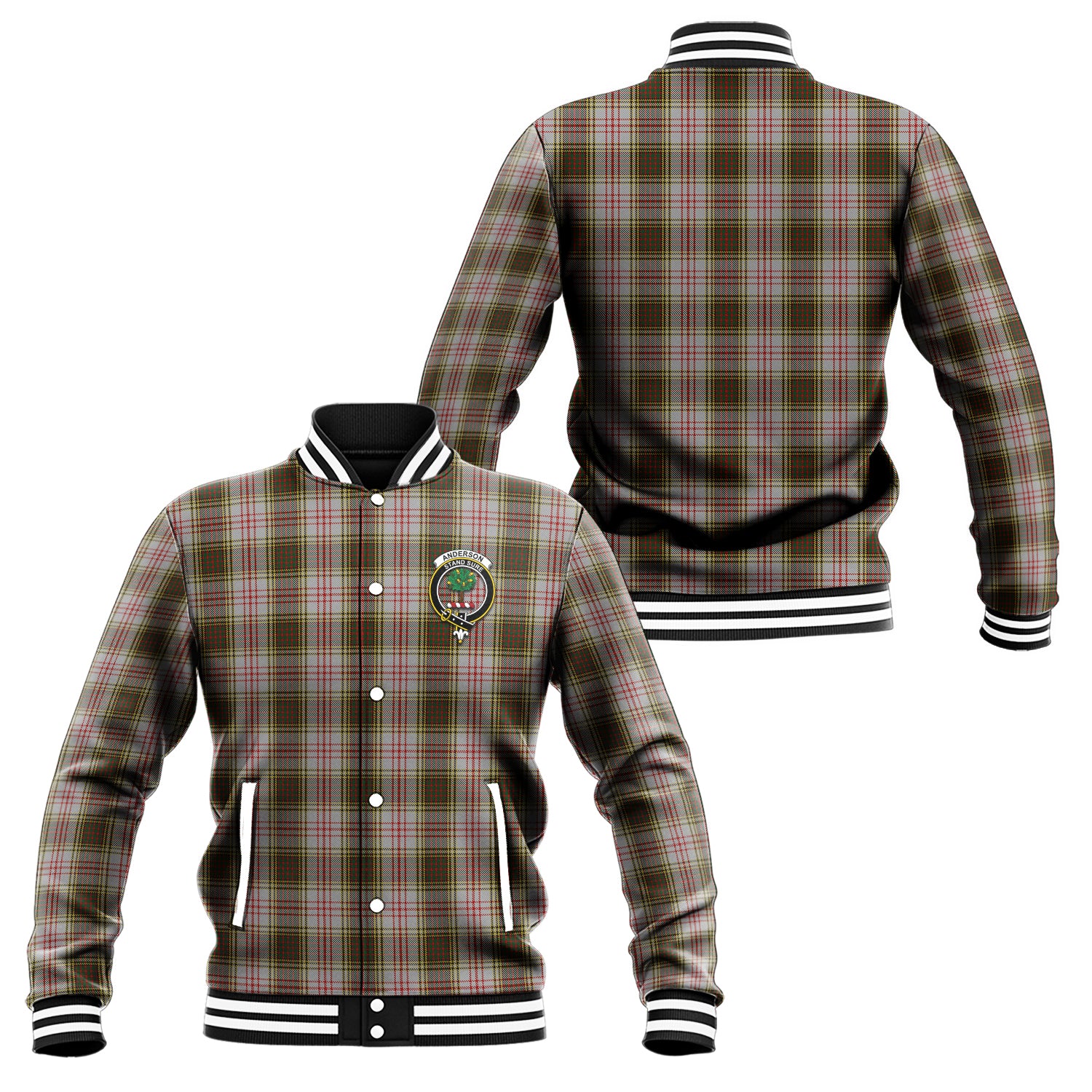 Anderson Dress Tartan Baseball Jacket with Family Crest Unisex - Tartan Vibes Clothing